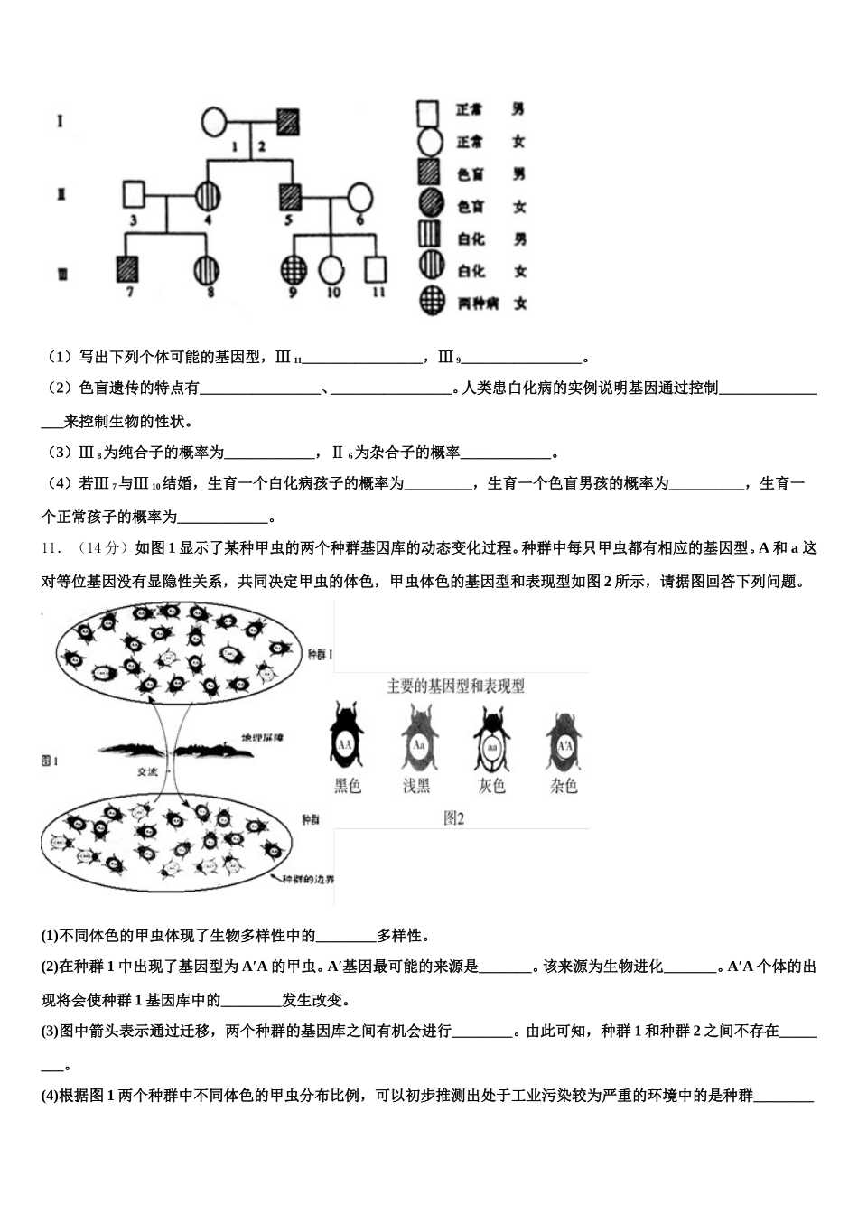 云南省大理市下关第一中学2025届生物高一下期末学业水平测试模拟试题含解析_第3页