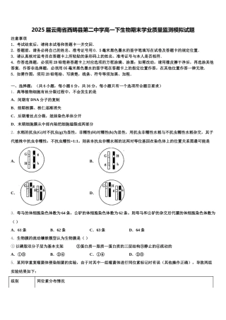 2025届云南省西畴县第二中学高一下生物期末学业质量监测模拟试题含解析