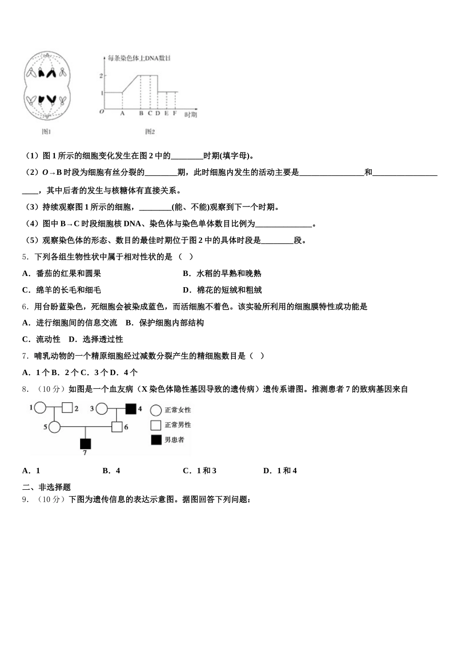 2025年云南省玉龙纳西族自治县第一中学生物高一下期末预测试题含解析_第2页