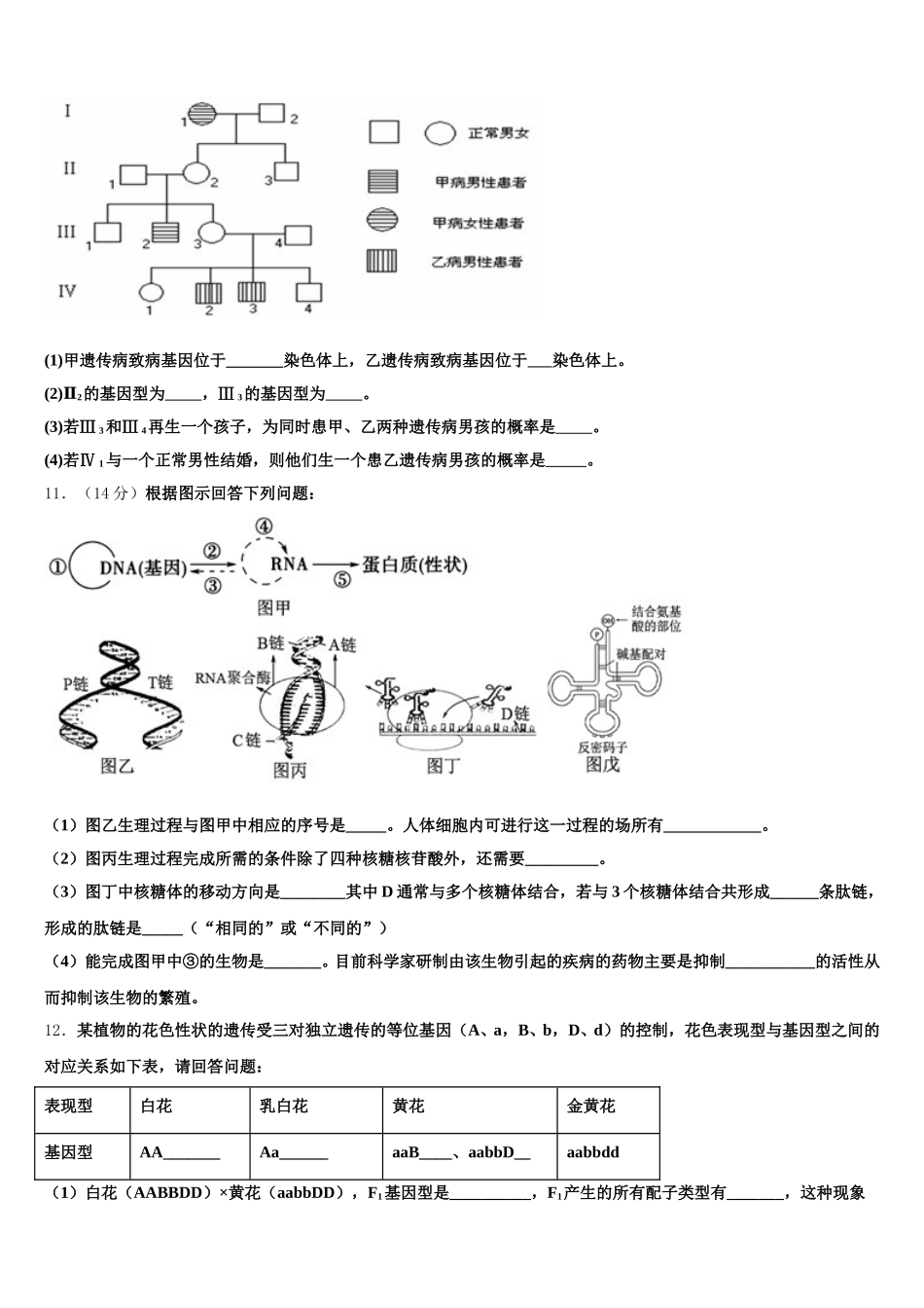 2024-2025学年云南省马关县一中高一生物第二学期期末学业水平测试试题含解析_第3页