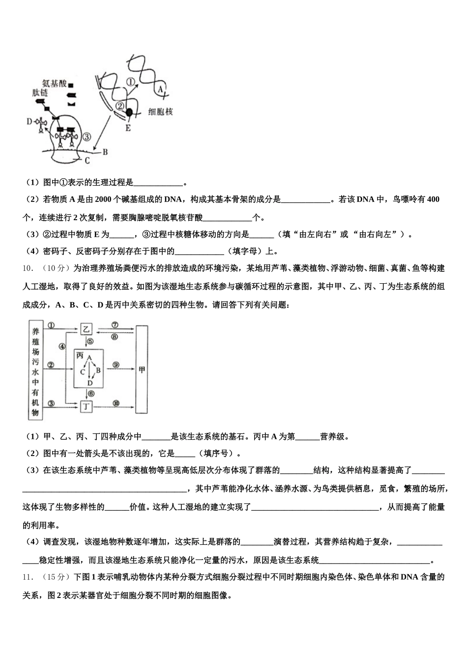 2024-2025学年云南省曲靖市宣威市民中高一下生物期末检测试题含解析_第3页