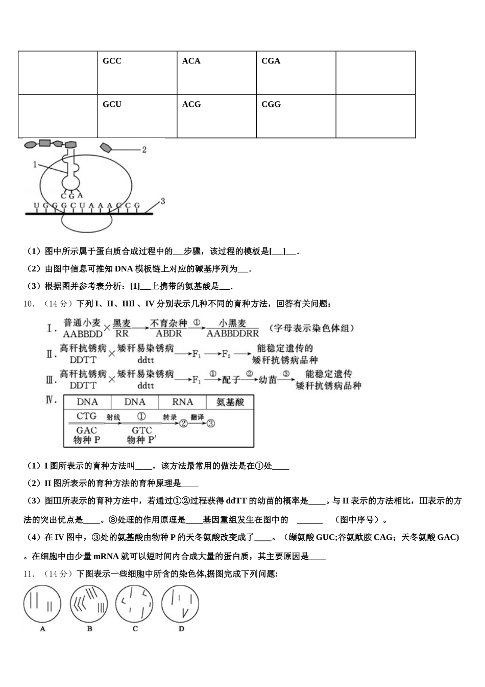 2024-2025学年云南省南涧县民族中学生物高一第二学期期末学业水平测试试题含解析_第3页