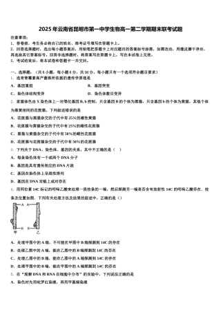 2025年云南省昆明市第一中学生物高一第二学期期末联考试题含解析