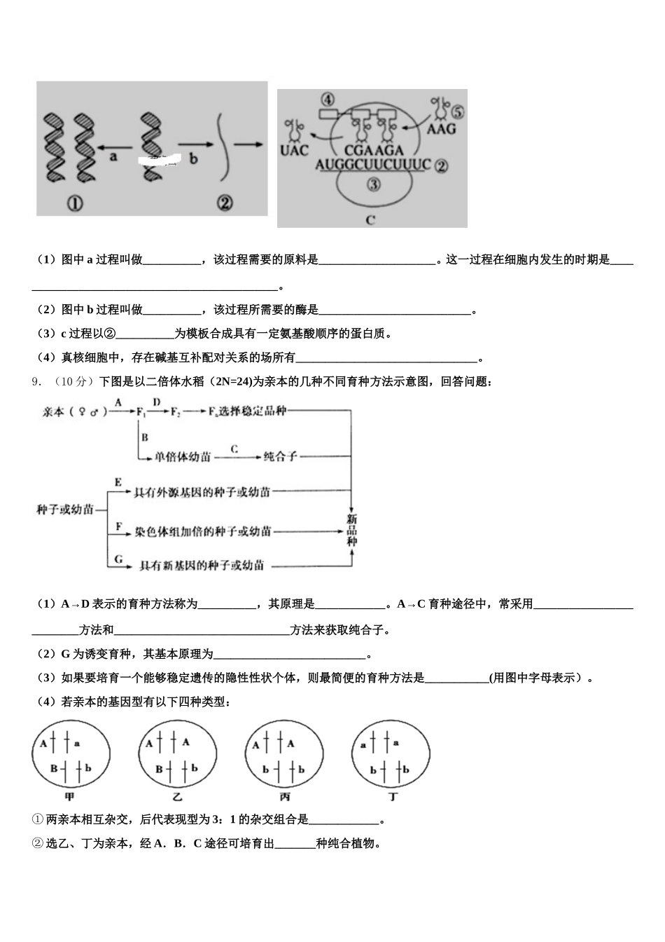 2025年云南省迪庆州维西县第二中学生物高一下期末联考试题含解析_第3页