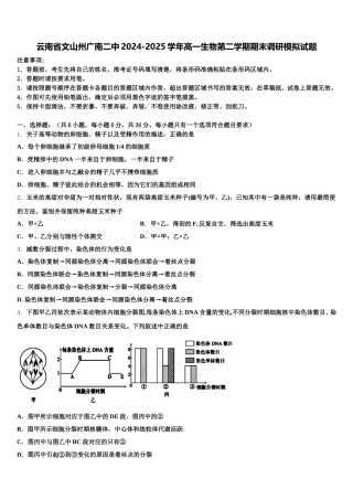 云南省文山州广南二中2024-2025学年高一生物第二学期期末调研模拟试题含解析