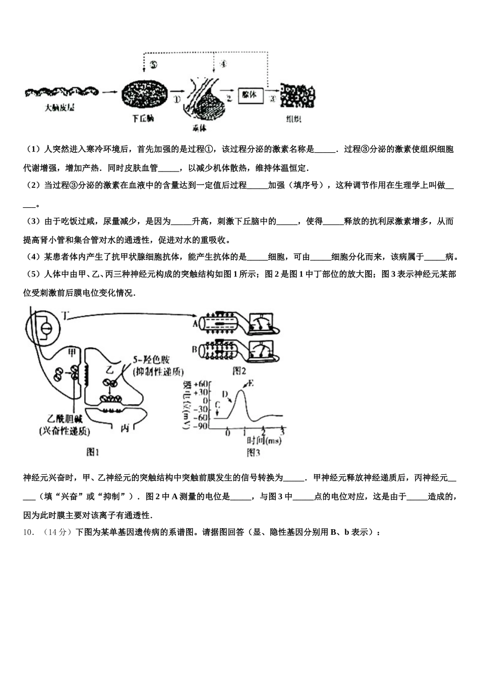 云南省曲靖市宣威三中2024-2025学年生物高一第二学期期末预测试题含解析_第3页