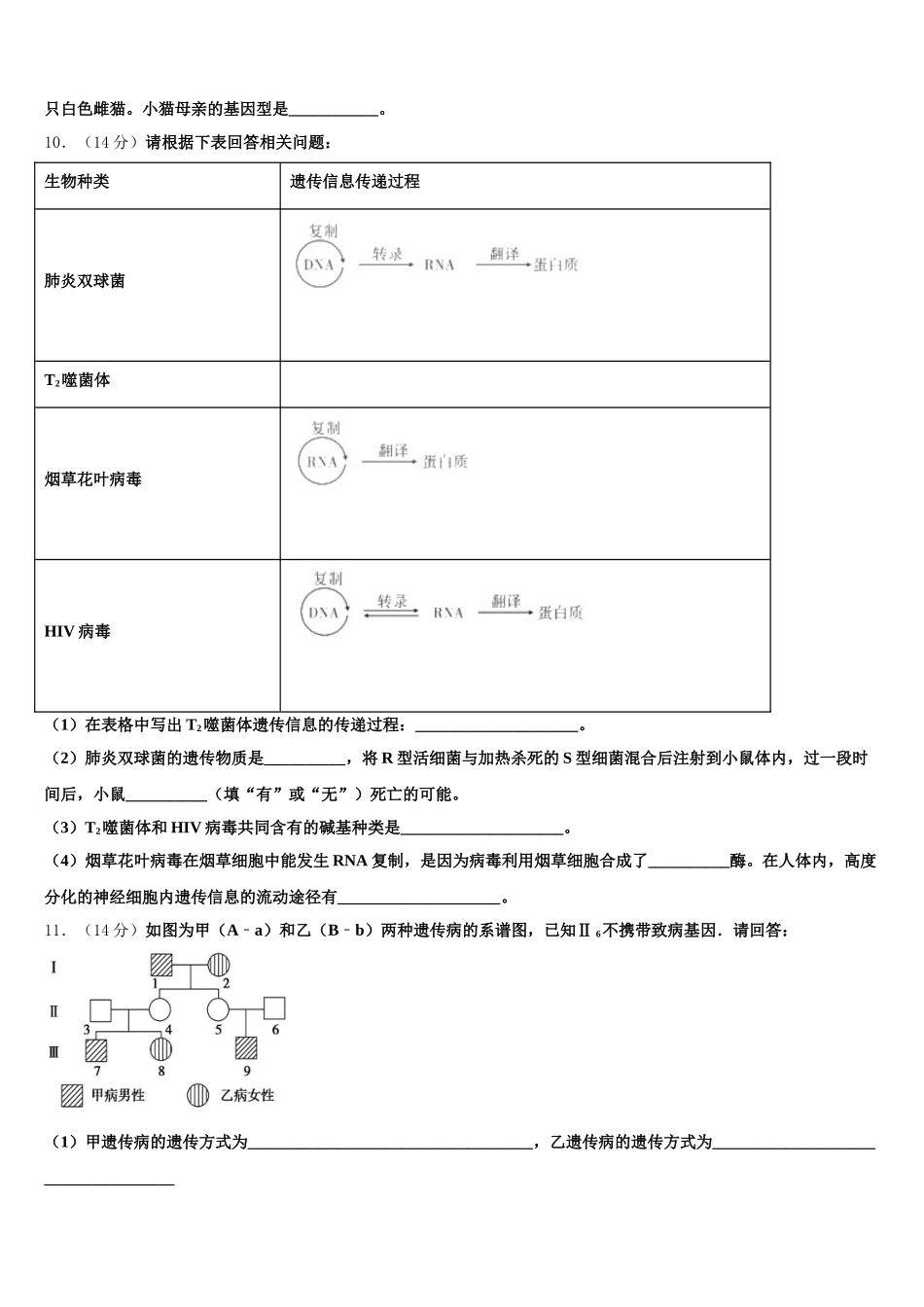 云南省马关县一中2025届生物高一第二学期期末综合测试试题含解析_第3页