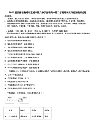 2025届云南省曲靖市宣威市第六中学生物高一第二学期期末复习检测模拟试题含解析