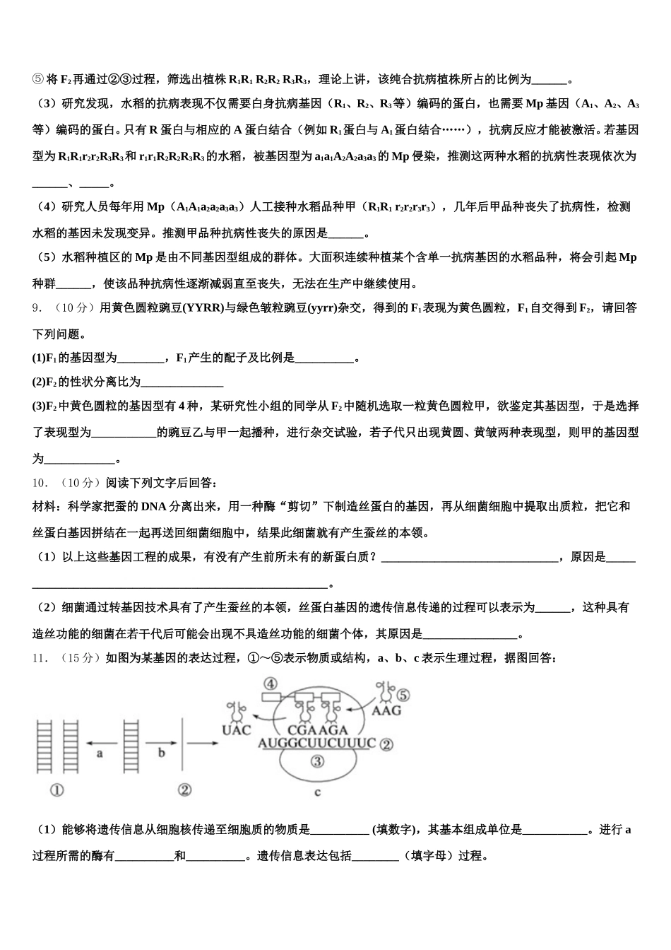 2025年云南省泸水市第一中学生物高一下期末质量跟踪监视试题含解析_第3页