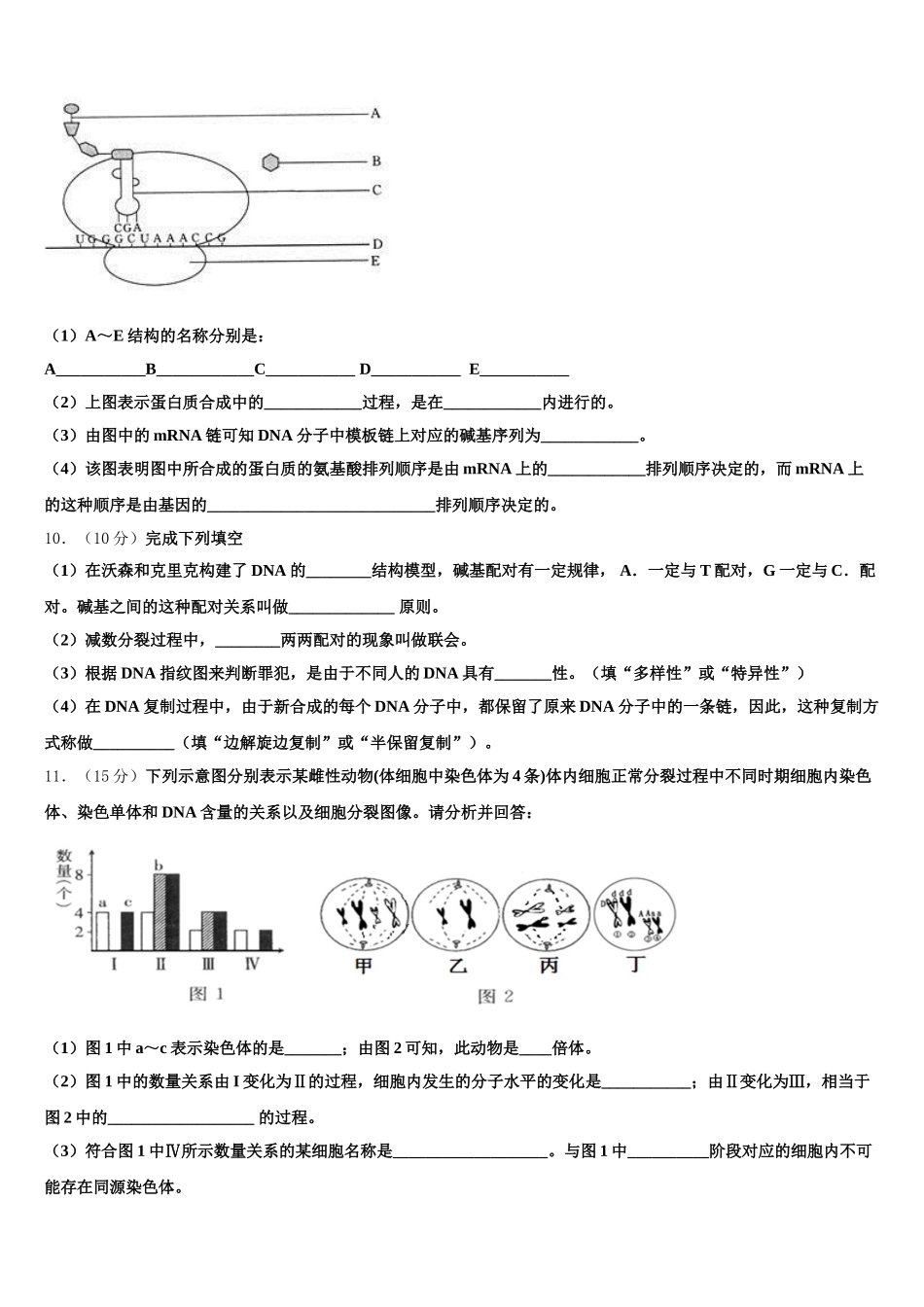 2025届云南省昭通市五校高一下生物期末调研模拟试题含解析_第3页