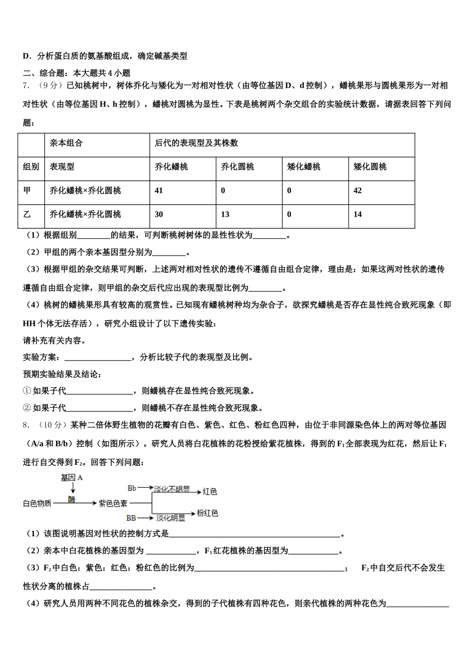 云南省中央民族大附属中学芒市国际学校2025年生物高一下期末经典试题含解析_第2页