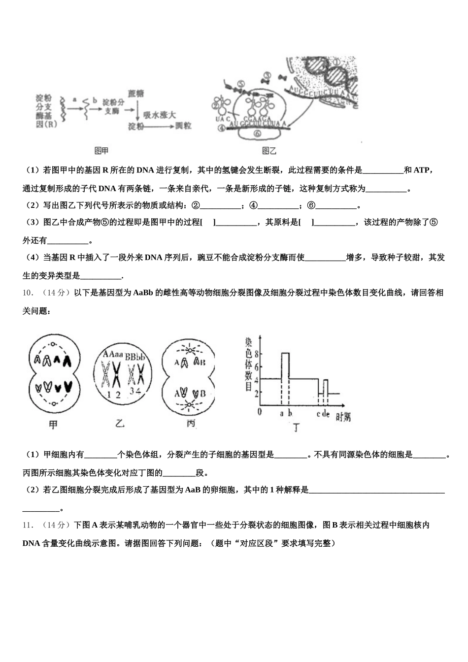 云南省育能高级中学2025年高一下生物期末学业质量监测模拟试题含解析_第3页
