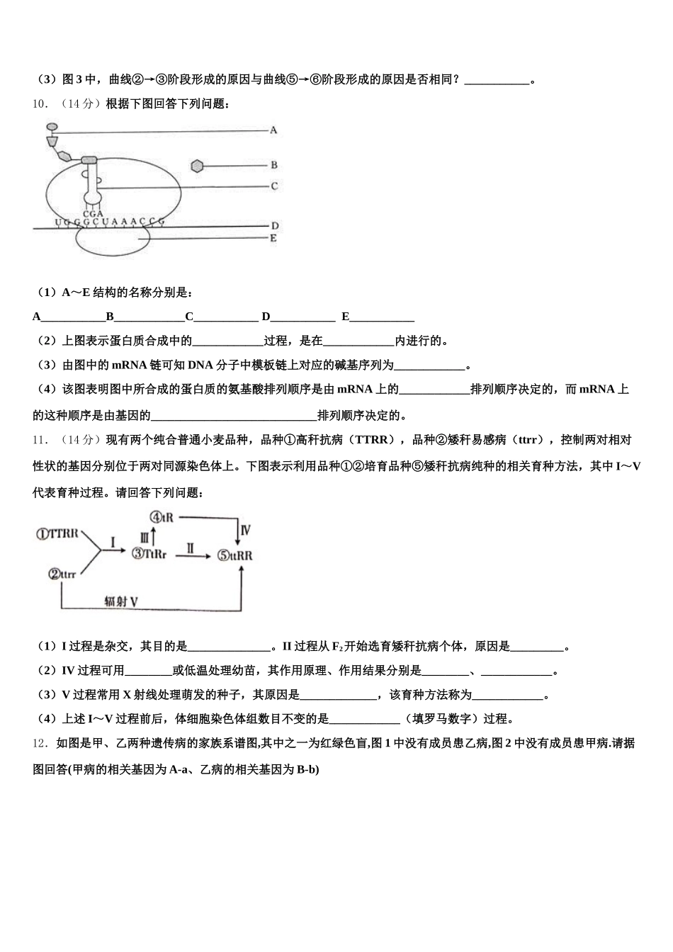 2025届云南省曲靖市会泽县茚旺高级中学生物高一下期末检测试题含解析_第3页