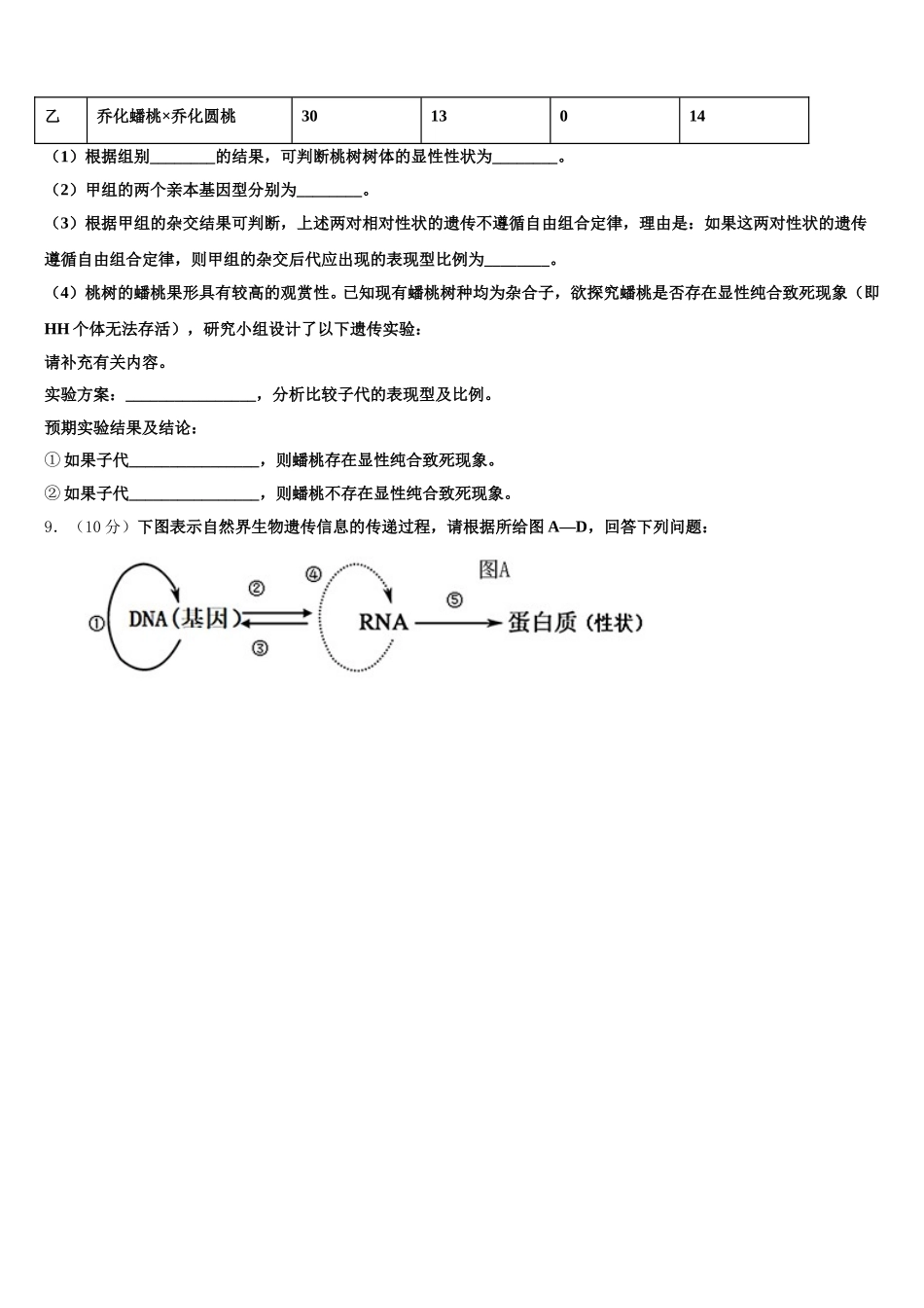 迪庆市重点中学2024-2025学年高一生物第二学期期末教学质量检测试题含解析_第3页