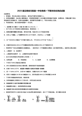 2025届云南省元阳县一中生物高一下期末综合测试试题含解析