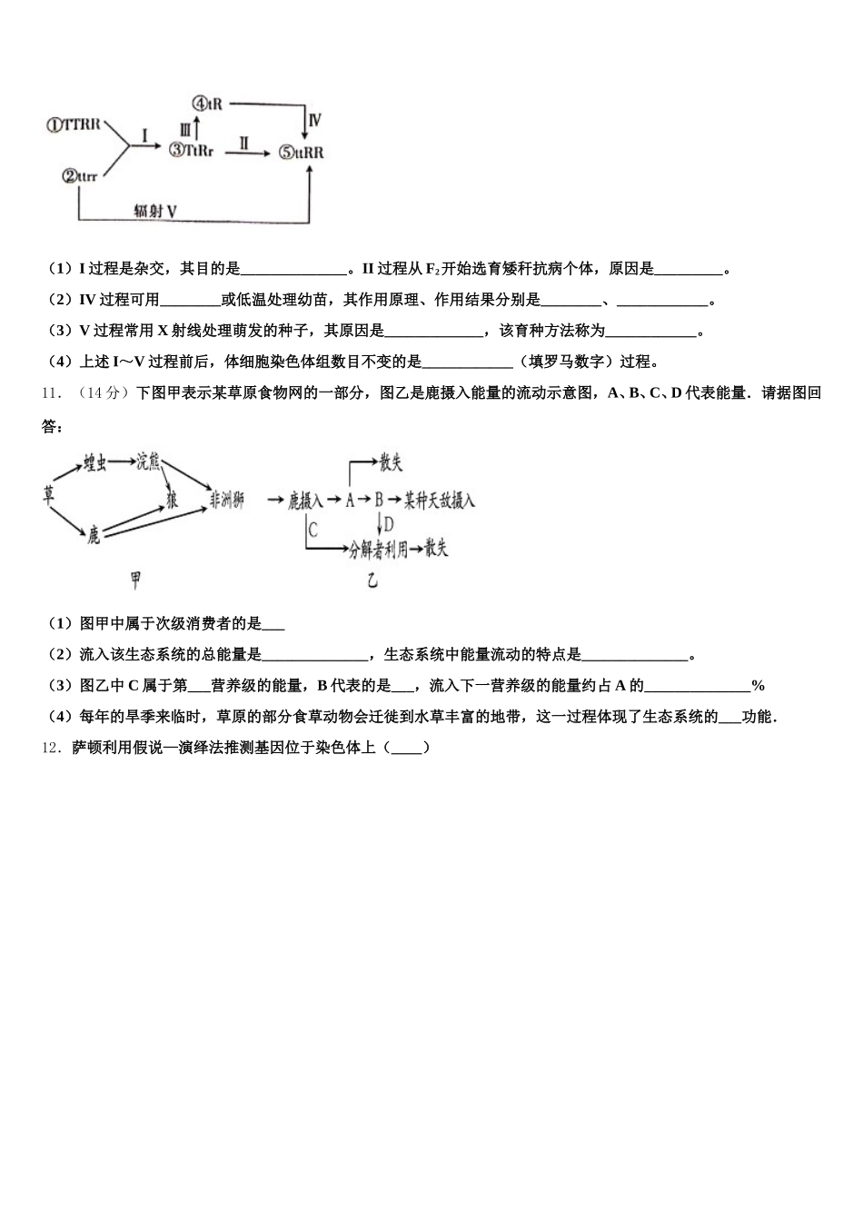 云南省宁蒗县一中2025届生物高一第二学期期末学业水平测试模拟试题含解析_第3页