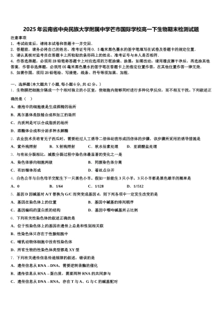 2025年云南省中央民族大学附属中学芒市国际学校高一下生物期末检测试题含解析