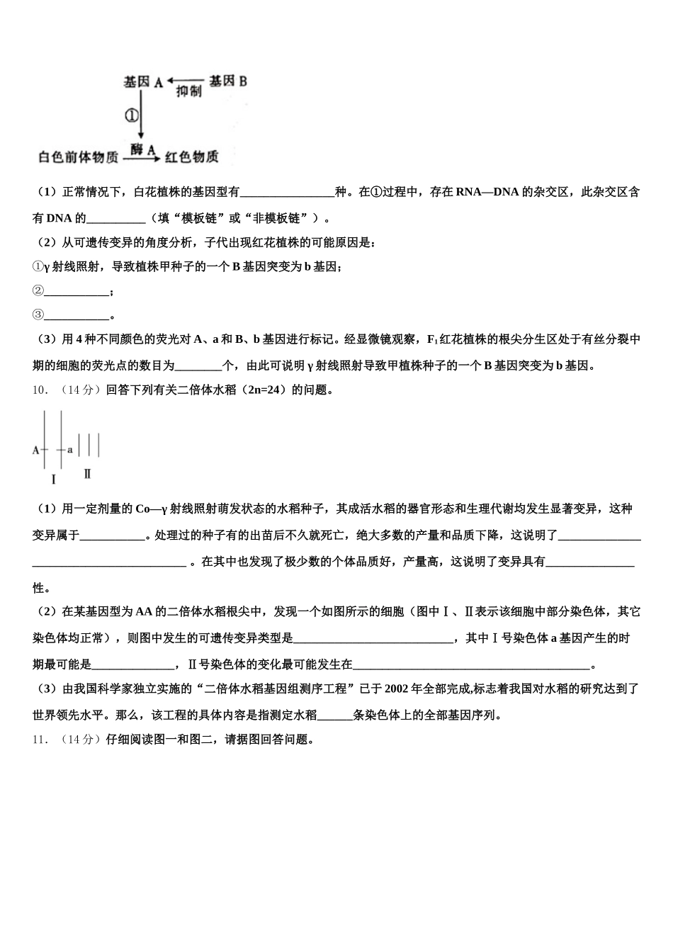 云南省元谋县第一中学2025届高一生物第二学期期末复习检测试题含解析_第3页