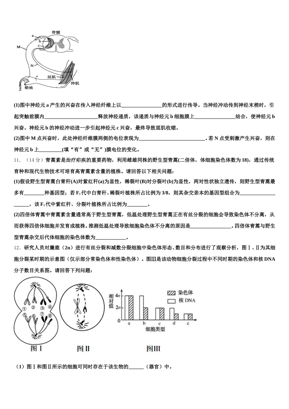 2025届云南省福贡县一中高一生物第二学期期末监测试题含解析_第3页