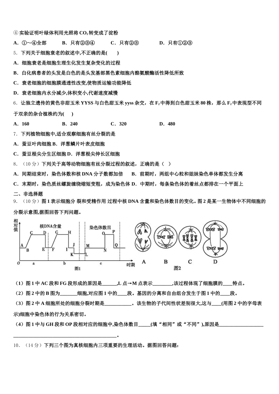 云南省宣威市第九中学2024-2025学年生物高一下期末经典模拟试题含解析_第2页
