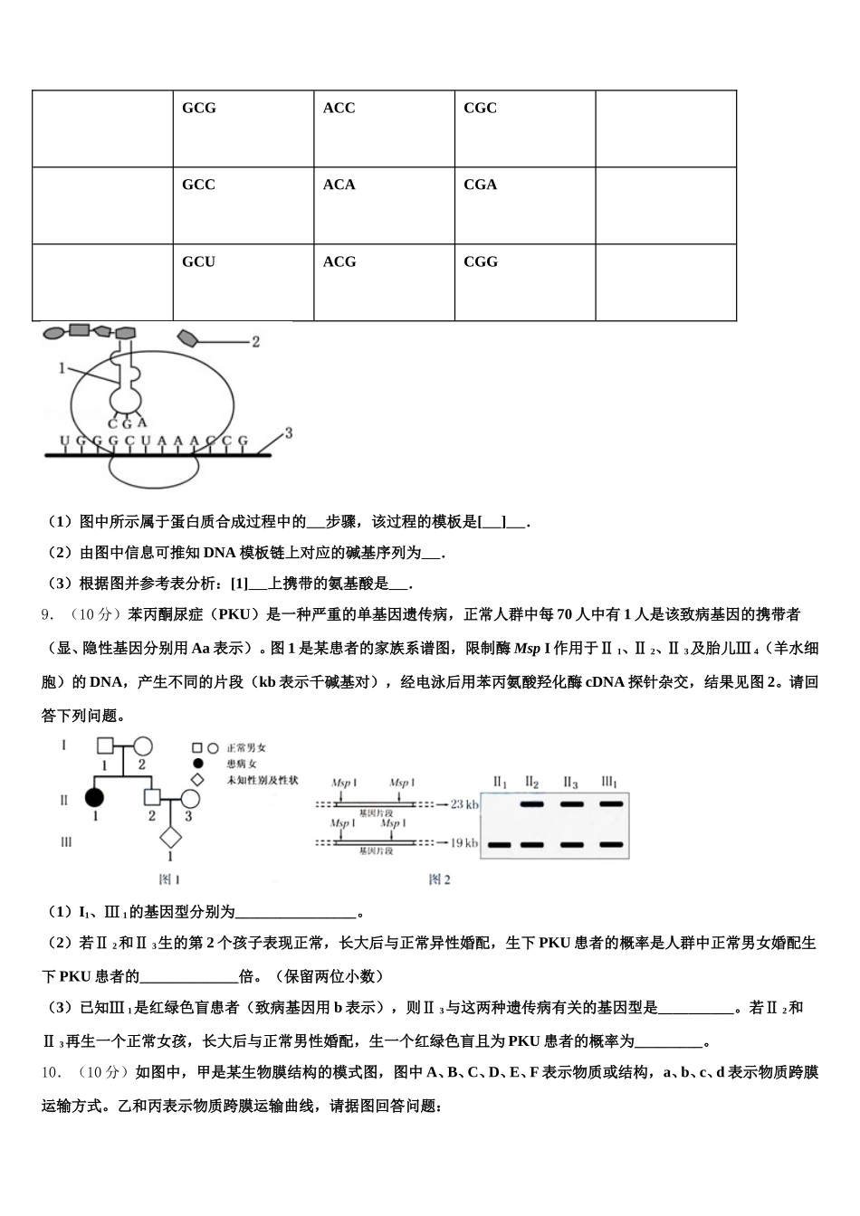 云南省文山州砚山县一中2025年生物高一下期末学业质量监测模拟试题含解析_第3页