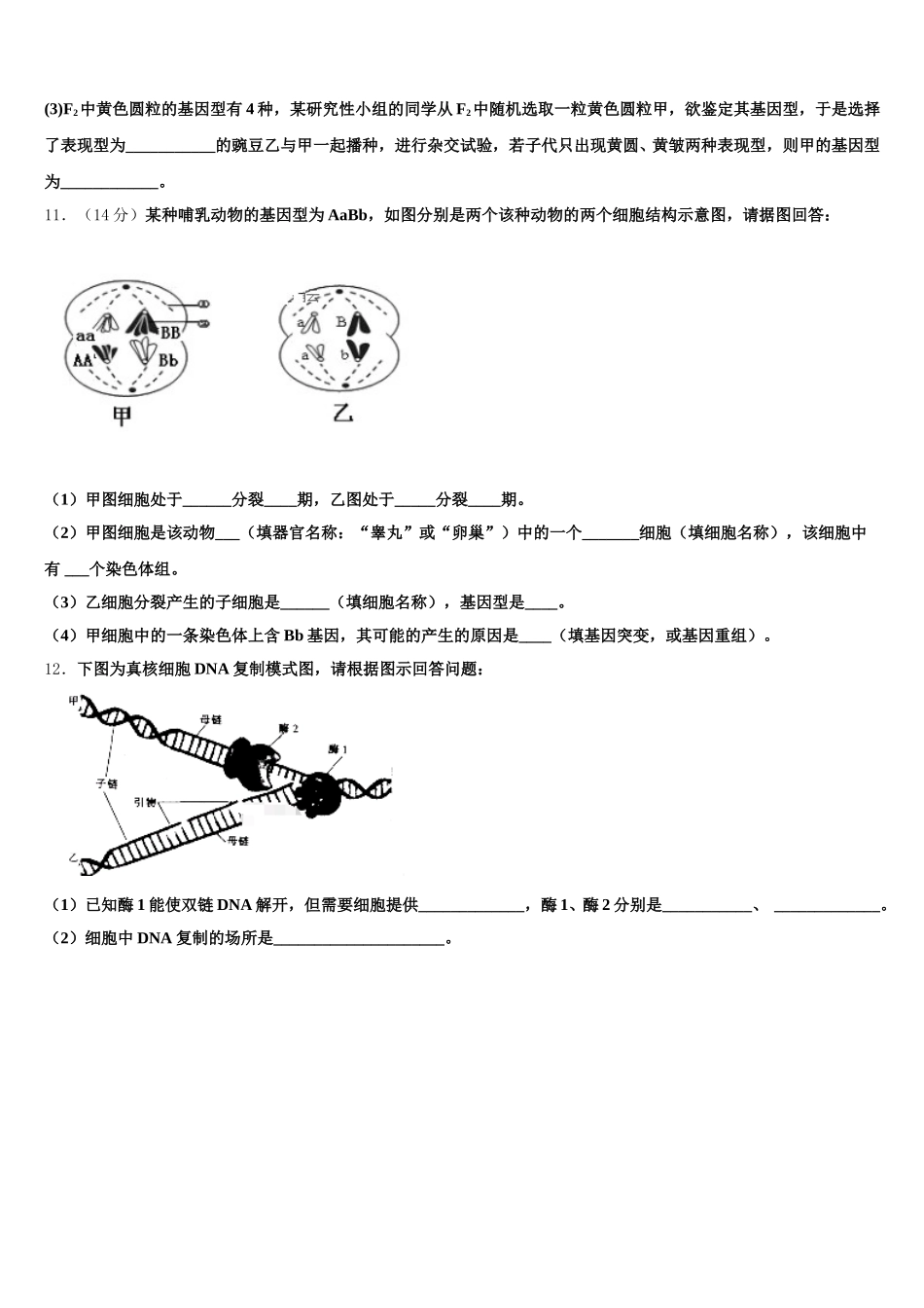 2025年云南省昆明市实验中学高一下生物期末质量跟踪监视试题含解析_第3页