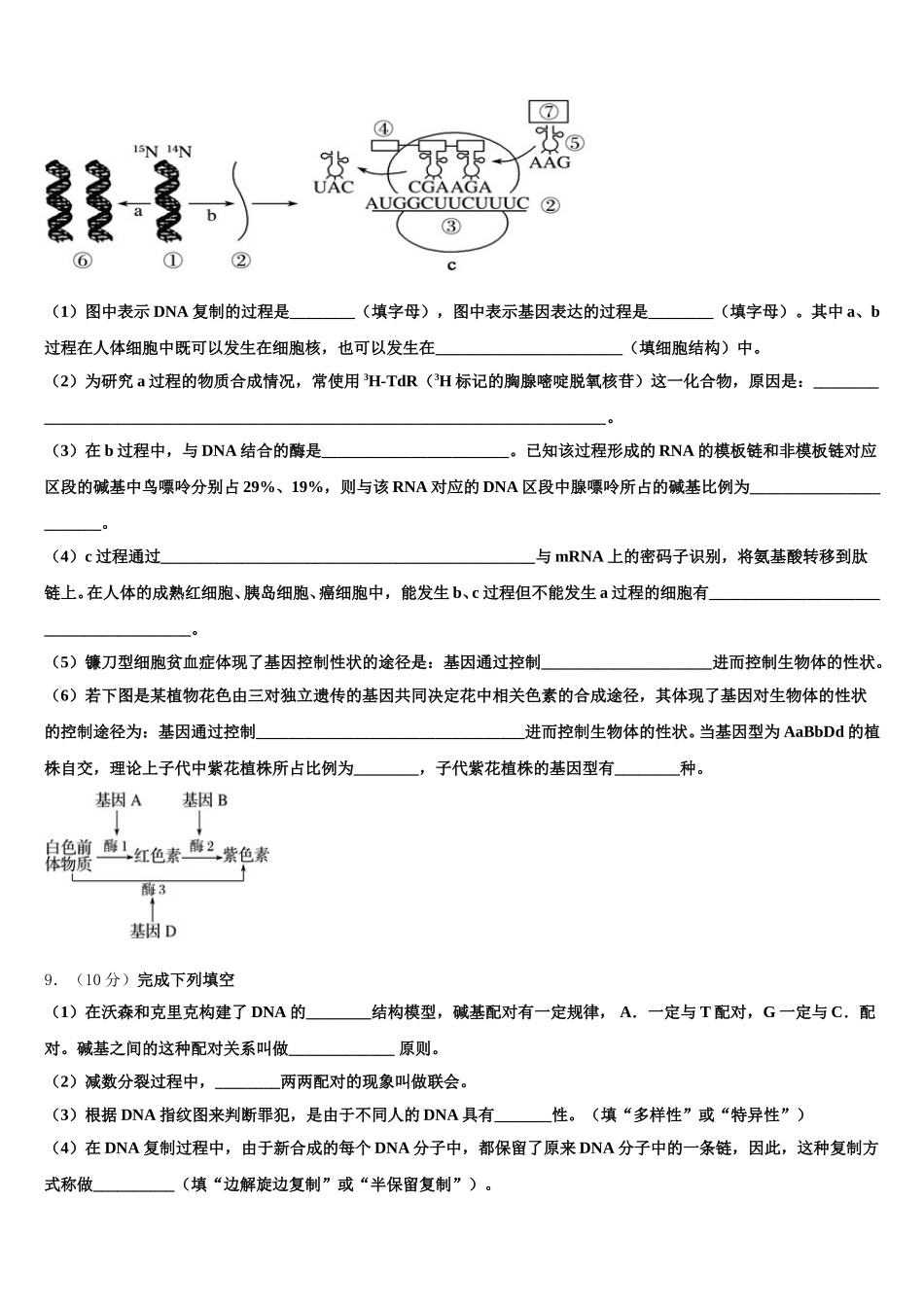 2025届云南省文山州广南二中生物高一下期末联考模拟试题含解析_第3页