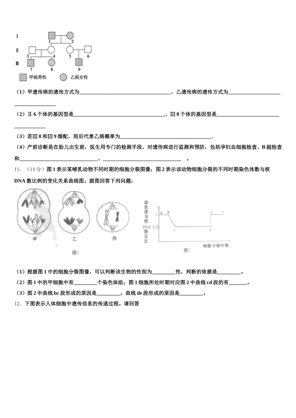 2025届云南省云龙县第二中学高一生物第二学期期末考试试题含解析_第3页