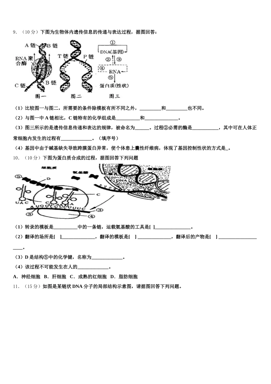 云南昆明市黄冈实验学校2025年高一下生物期末教学质量检测试题含解析_第3页