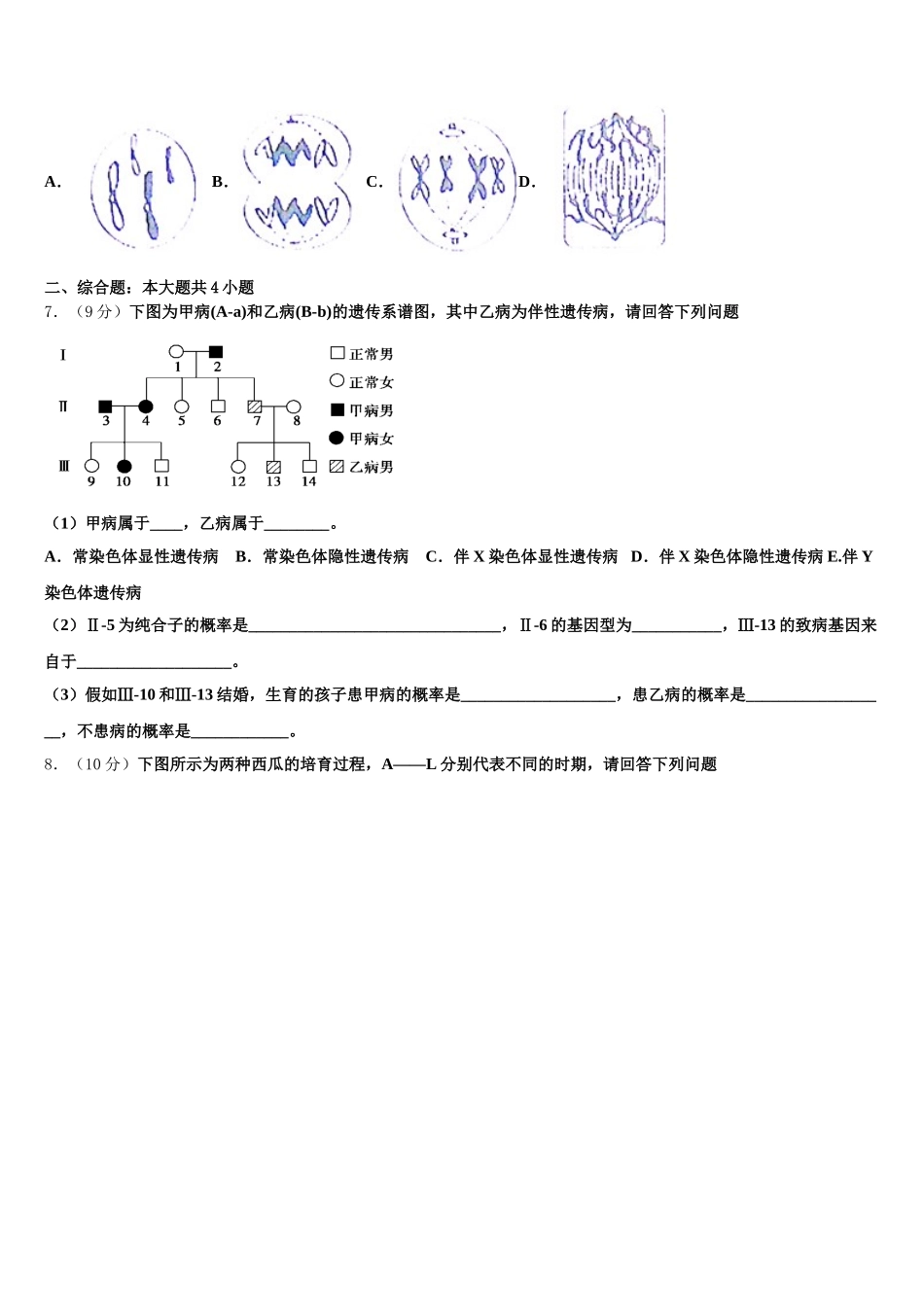 云南红河州一中2025年高一下生物期末学业水平测试模拟试题含解析_第2页
