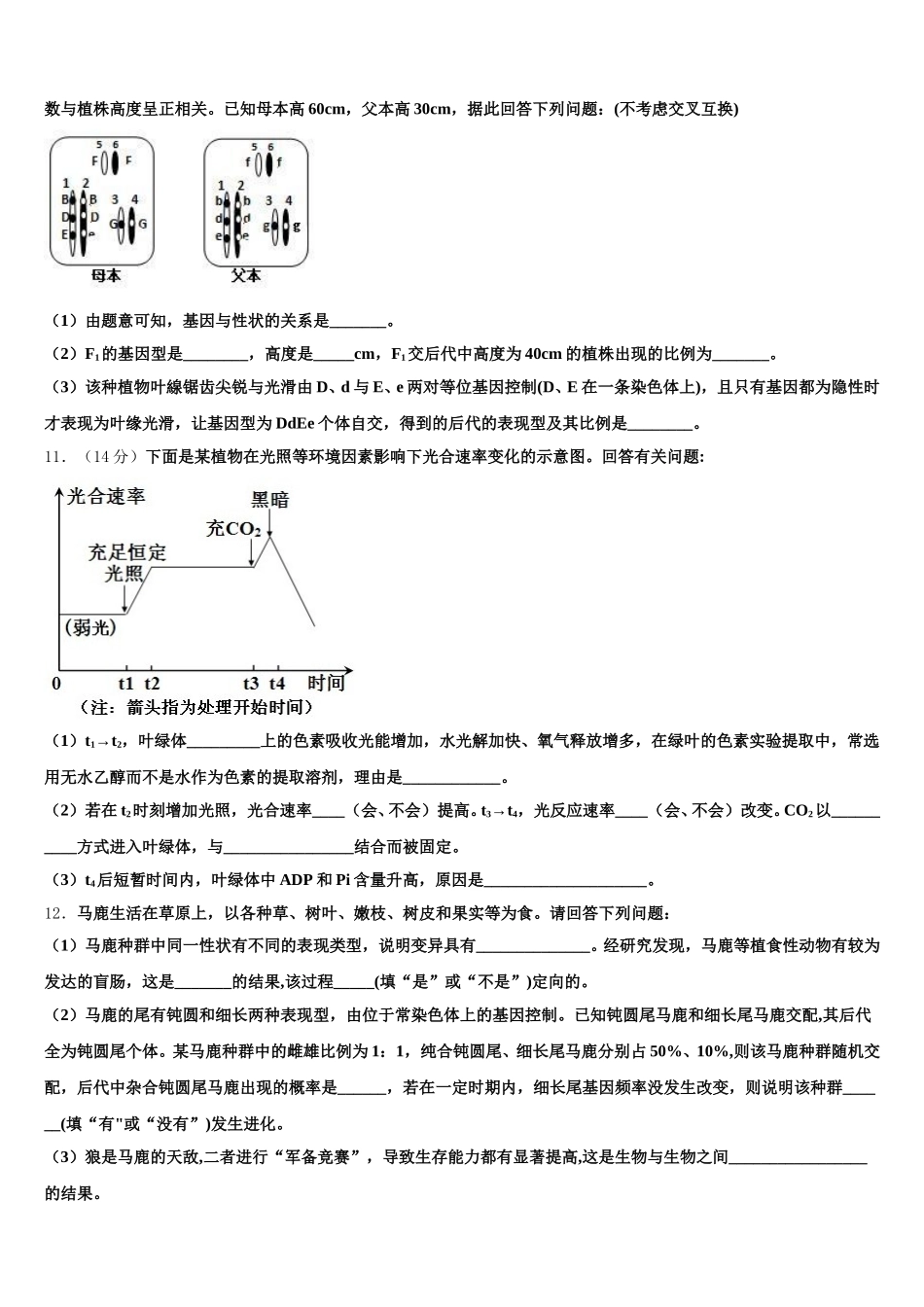 2024-2025学年云南省昆明市嵩明一中生物高一第二学期期末综合测试模拟试题含解析_第3页