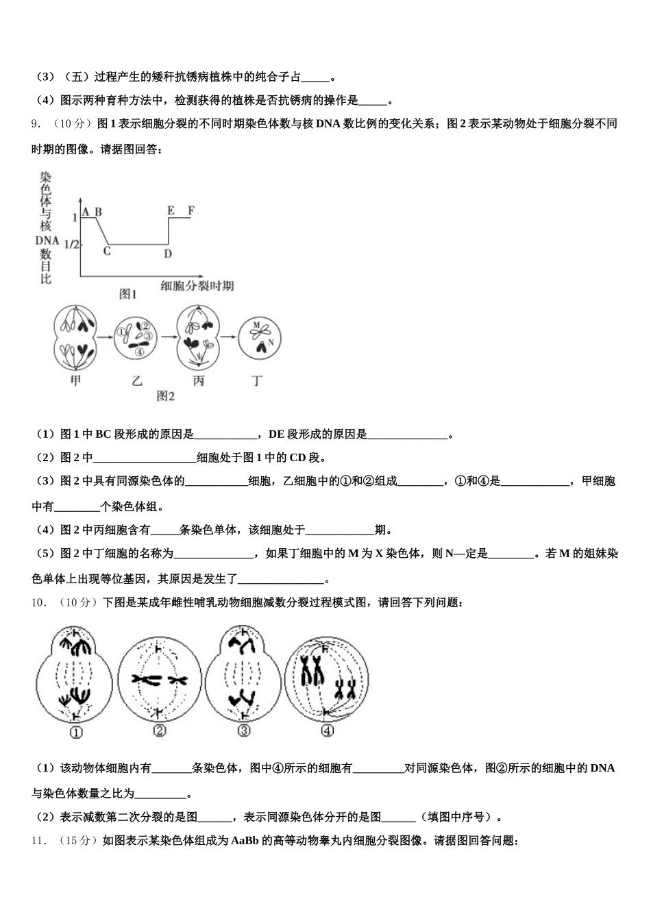 2025年云南省江川区第二中学生物高一下期末综合测试模拟试题含解析_第3页