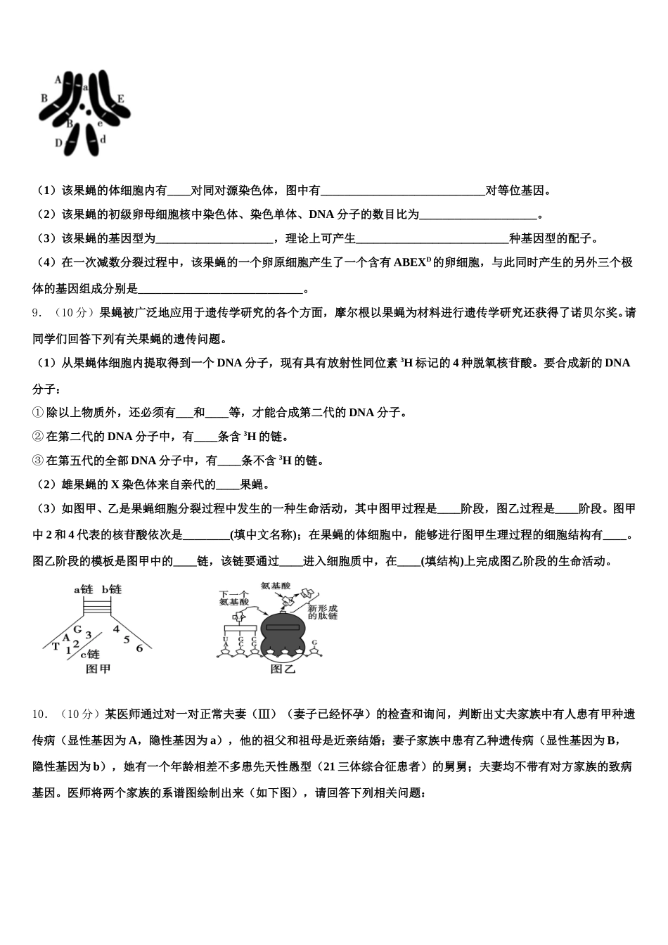 2025届云南省昆明市禄劝县一中生物高一下期末预测试题含解析_第3页