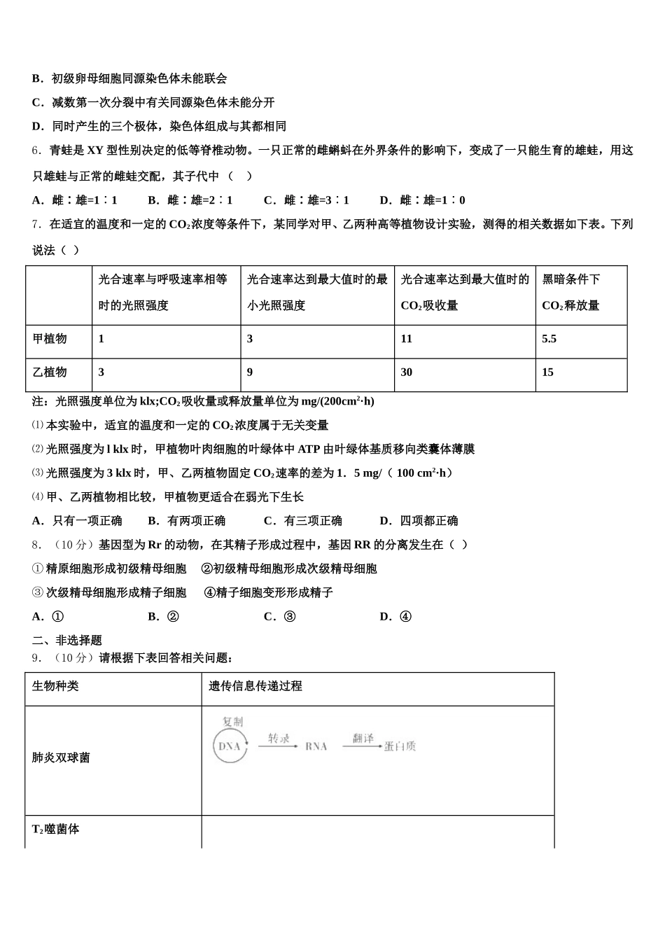 云南省楚雄州牟定一中2025年高一生物第二学期期末达标检测模拟试题含解析_第2页