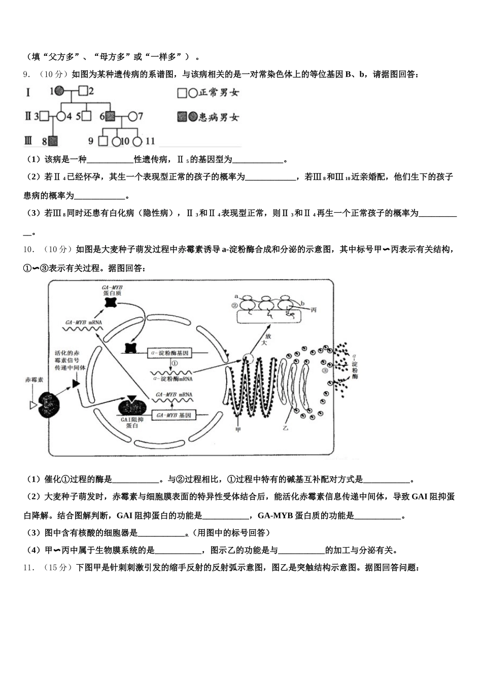 2024-2025学年云南省丽江市玉龙县第一中学生物高一下期末质量检测模拟试题含解析_第3页