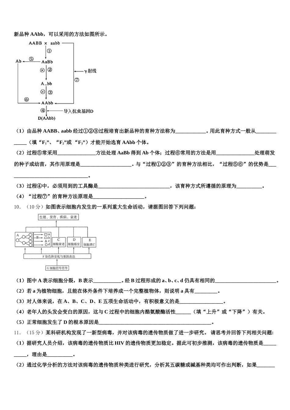 2025年云南省普洱市墨江县二中生物高一下期末检测模拟试题含解析_第3页