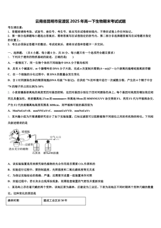 云南省昆明市官渡区2025年高一下生物期末考试试题含解析