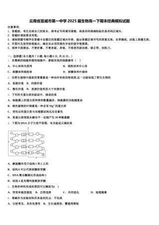 云南省宣威市第一中学2025届生物高一下期末经典模拟试题含解析
