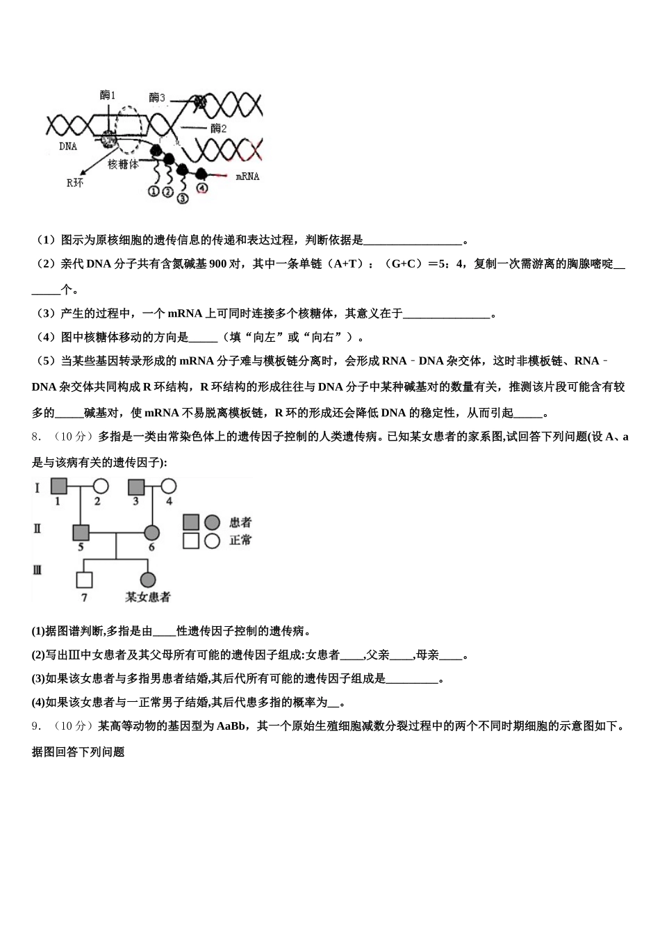 云南省玉溪第一中学2025年生物高一下期末达标测试试题含解析_第2页