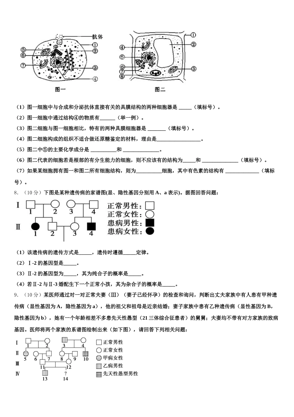云南省云南民族大学附属中学2025届生物高一下期末质量跟踪监视试题含解析_第3页