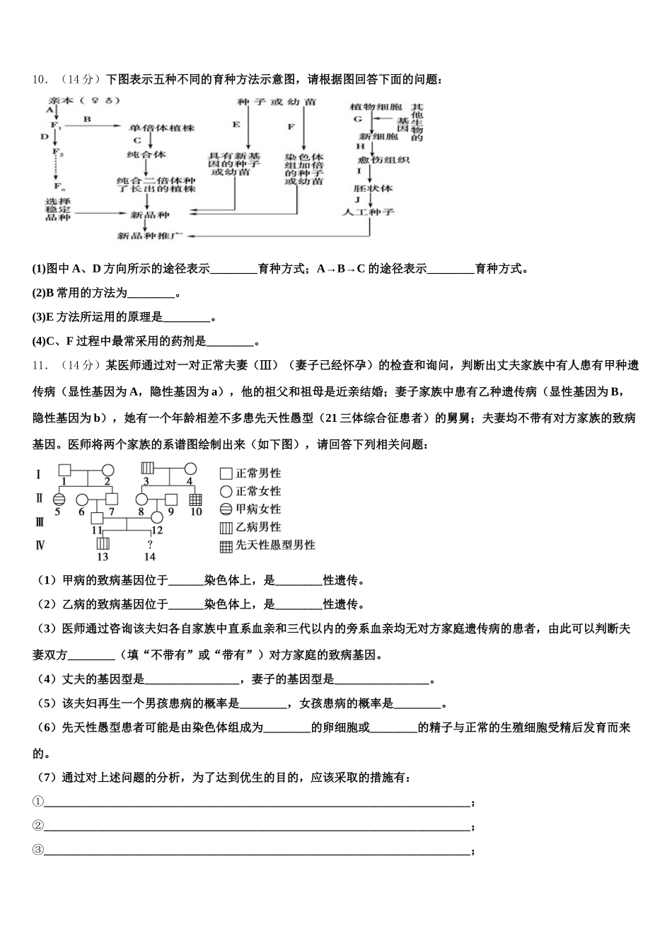 2024-2025学年云南省石林彝族自治县民族中学生物高一下期末监测试题含解析_第3页