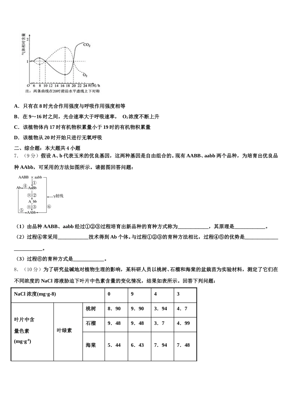 云南省墨江县民族学校2025届高一生物第二学期期末检测试题含解析_第2页