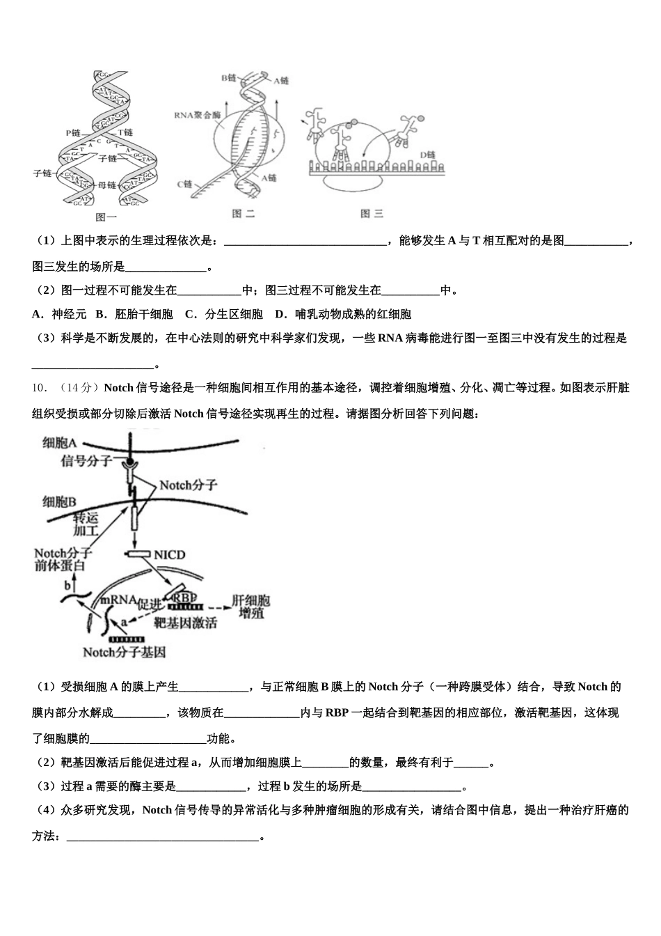 云南省昆明市云南农大附中2025届高一生物第二学期期末学业水平测试试题含解析_第3页