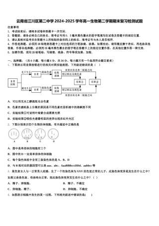 云南省江川区第二中学2024-2025学年高一生物第二学期期末复习检测试题含解析