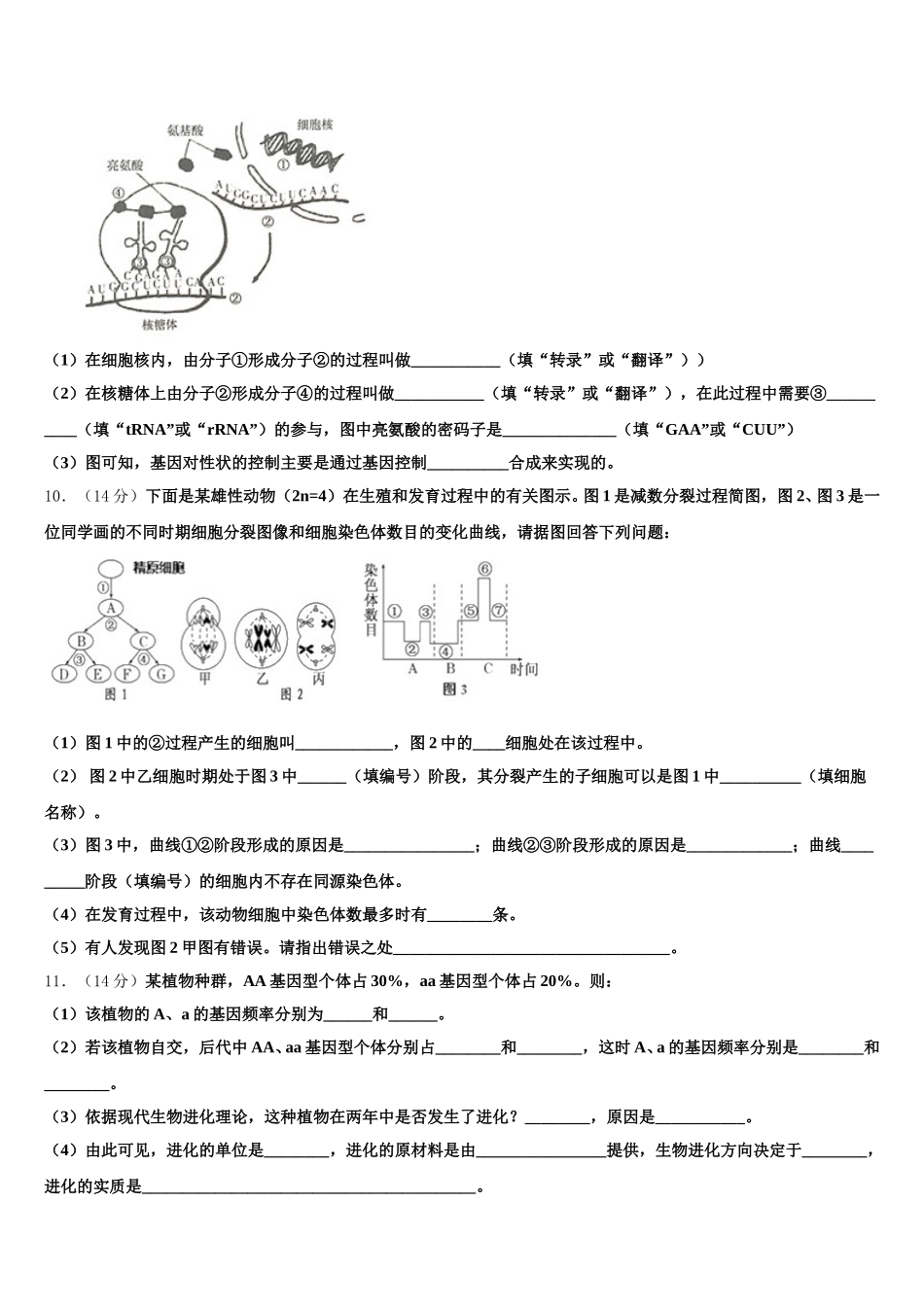 2025届云南省曲靖市陆良县八中生物高一下期末考试模拟试题含解析_第3页