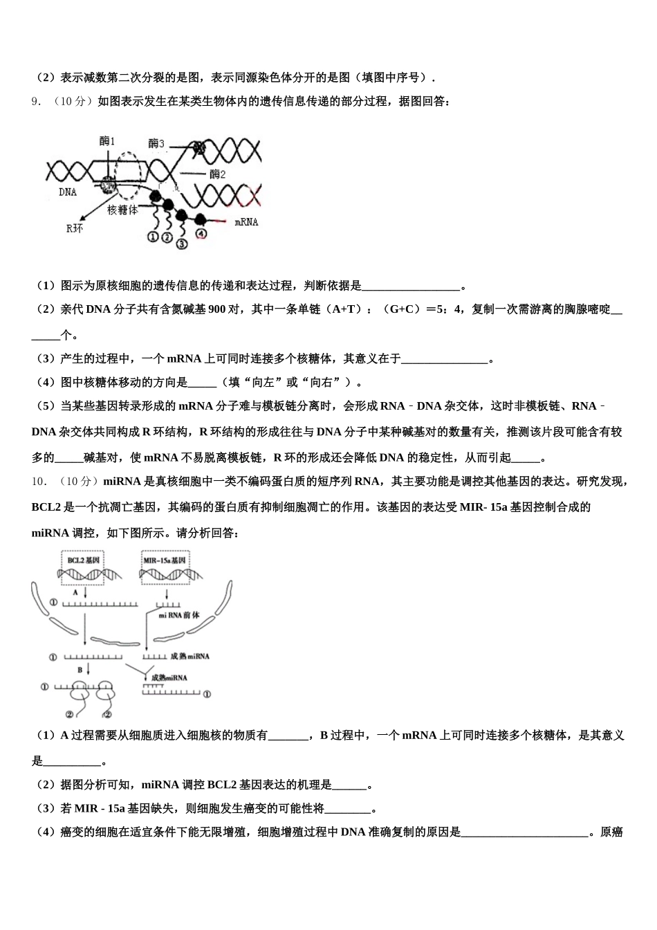 云南省普洱市省景东彝族自治县第一中学2024-2025学年生物高一下期末考试模拟试题含解析_第3页
