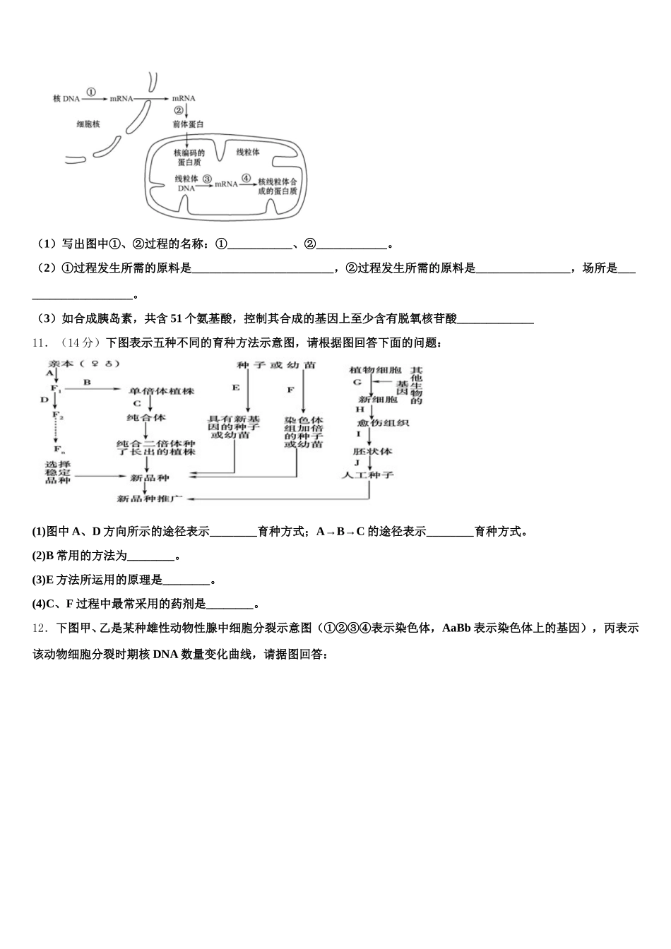 云南省石屏县一中2025届高一生物第二学期期末复习检测试题含解析_第3页