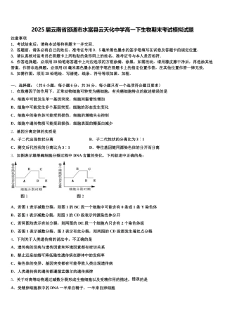 2025届云南省邵通市水富县云天化中学高一下生物期末考试模拟试题含解析
