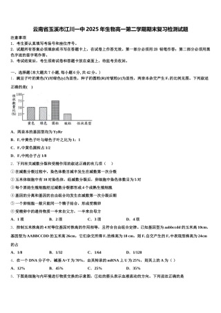 云南省玉溪市江川一中2025年生物高一第二学期期末复习检测试题含解析