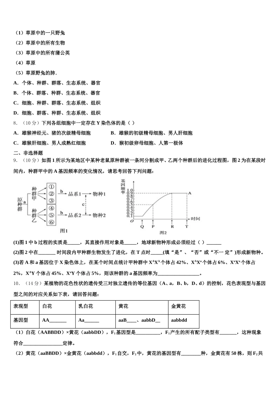 云南省红河市2025届生物高一第二学期期末质量跟踪监视模拟试题含解析_第2页